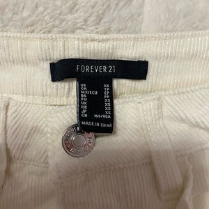 White ribbed suede high waisted jeans